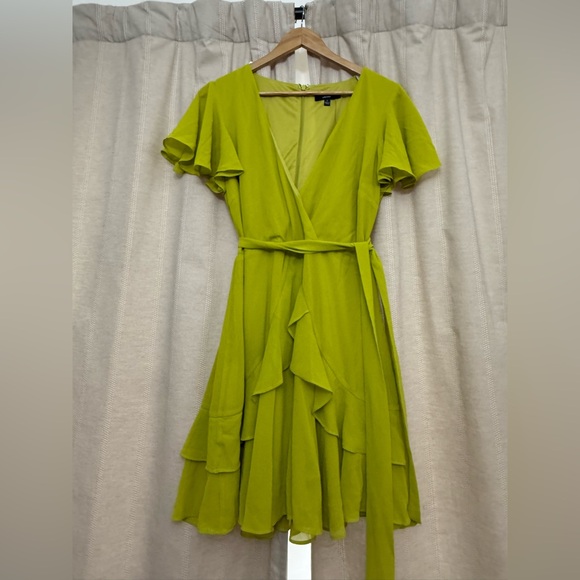 NWT Lulus Sweet Like You Lime Green Ruffled Mini Dress Size Large - Picture 9 of 13